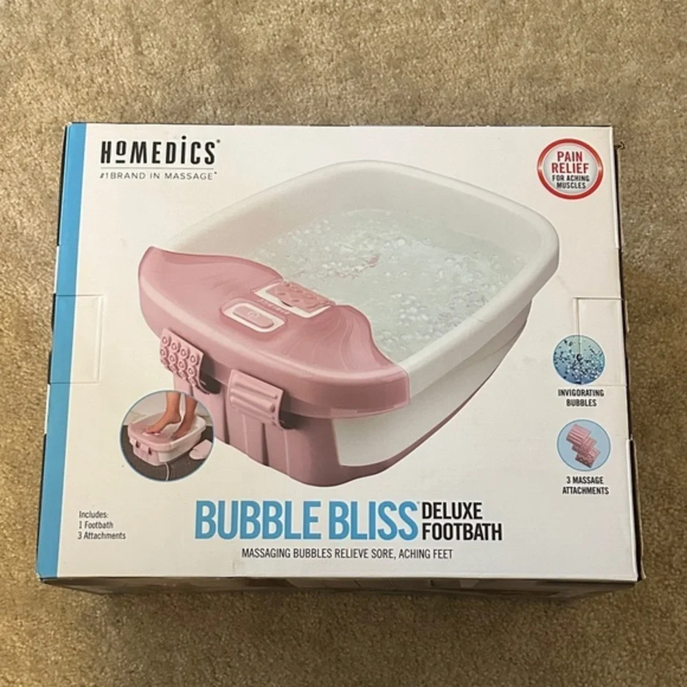 Homedics Bubble Bliss Deluxe Footbath in Pink and White